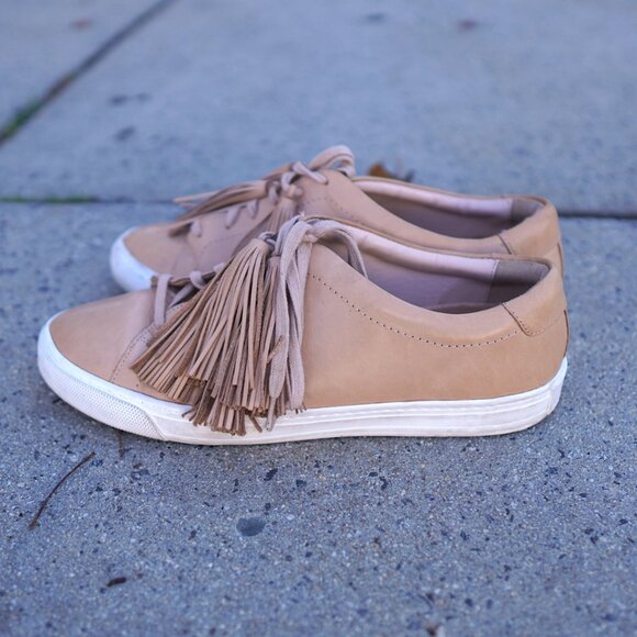 Loeffler Randall Logan Tassel Sneaker Nude Leather 10.6" Footbed Quiet Luxury - Picture 3 of 8